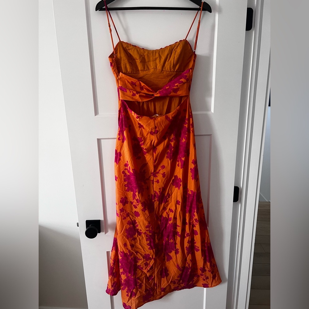 Hello Molly Floral Patterned Pink and Orange Dress - Picture 3 of 6
